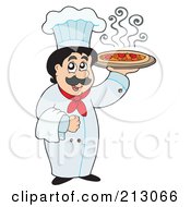 Royalty Free RF Clipart Illustration Of A Friendly Chef Holding A Pizza