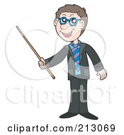 Poster, Art Print Of Happy Businessman Using A Pointer Stick