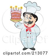 Royalty Free RF Clipart Illustration Of A Friendly Chef Holding A Cake
