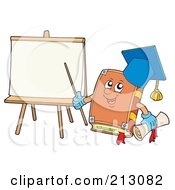 Royalty Free RF Clipart Illustration Of A Professor Pointing To A Blank Tablet