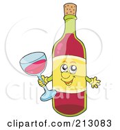 Poster, Art Print Of Friendly Wine Character Holding A Glass