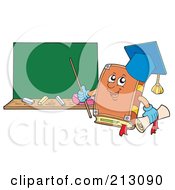 Royalty Free RF Clipart Illustration Of A Professor Book By A Chalk Board