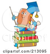 Royalty Free RF Clipart Illustration Of A Professor Book On A Stack Of Books