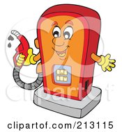 Royalty Free RF Clipart Illustration Of A Happy Gas Pump Holding A Nozzle by visekart