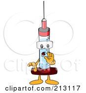 Medical Syringe Mascot Character Whispering