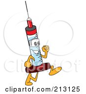 Poster, Art Print Of Medical Syringe Mascot Character Running