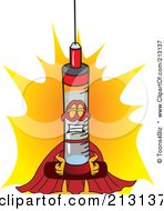 Poster, Art Print Of Medical Syringe Mascot Character Super Hero
