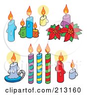 Royalty Free RF Clipart Illustration Of A Digital Collage Of Burning Candles by visekart
