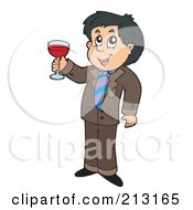 Poster, Art Print Of Happy Man Toasting With Red Wine
