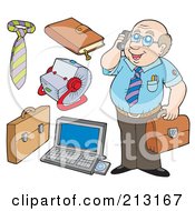 Poster, Art Print Of Digital Collage Of A Business Man And Office Items