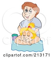 Royalty Free RF Clipart Illustration Of A Happy Man Massaging A Client