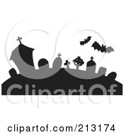 Poster, Art Print Of Silhouetted Bats Over A Graveyard