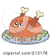Royalty Free RF Clipart Illustration Of A Roasted Turkey by visekart