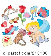 Royalty Free RF Clipart Illustration Of A Digital Collage Of Cupid And Items by visekart