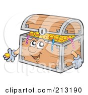Royalty Free RF Clipart Illustration Of A Friendly Treasure Chest