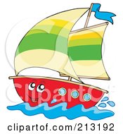 Poster, Art Print Of Happy Sailboat Character