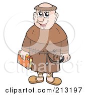 Poster, Art Print Of Friendly Monk Carrying A Bible