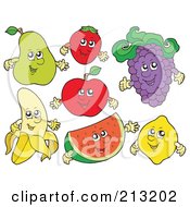 Royalty Free RF Clipart Illustration Of A Digital Collage Of Fruit Characters 2