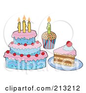 Royalty Free RF Clipart Illustration Of A Digital Collage Of Birthday Cakes