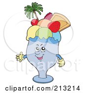 Poster, Art Print Of Happy Ice Cream Cup With Fruit