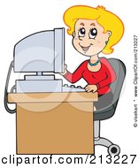 Blond Secretary Working At An Office Desk