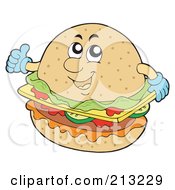 Poster, Art Print Of Happy Cheeseburger Holding A Thumb Up