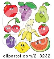 Digital Collage Of Fruit Characters - 1