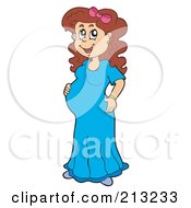 Royalty Free RF Clipart Illustration Of A Pregnant Woman In A Blue Dress by visekart