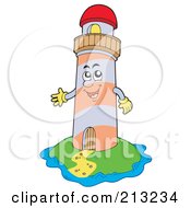 Happy Lighthouse On An Island