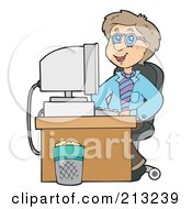 Poster, Art Print Of Happy Businessman Seated At His Computer Desk