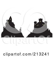 Poster, Art Print Of Digital Collage Of Two Silhouetted Castles On Hills