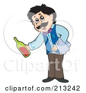 Royalty Free RF Clipart Illustration Of A Friendly Waiter Serving Red Wine