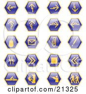 Poster, Art Print Of Collection Of Blue Hiking Hunting Climbing Rowing And Computer Web Design Icons On A White Background