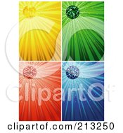 Poster, Art Print Of Digital Collage Of Sparkly And Shining Yellow Green Red And Blue Ray Backgrounds