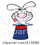 Royalty Free RF Clipart Illustration Of A Goofy White Rabbit In A Magic Hat