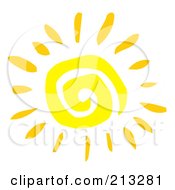 Poster, Art Print Of Yellow Painted Style Spiral Sun