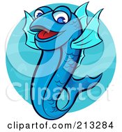 Royalty Free RF Clipart Illustration Of A Happy Blue Fish In Water