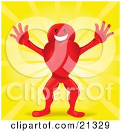 Clipart Illustration Of A Happy Smiling Red Heart Character Holding His Arms Out by Paulo Resende