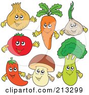 Royalty Free RF Clipart Illustration Of A Digital Collage Of Healthy Veggie Characters by visekart
