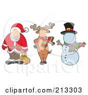 Poster, Art Print Of Digital Collage Of A Faceless Santa Reindeer And Snowman