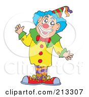 Royalty Free RF Clipart Illustration Of A Happy Clown Waving