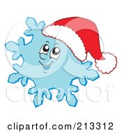 Royalty Free RF Clipart Illustration Of A Happy Snowflake Wearing A Santa Hat by visekart