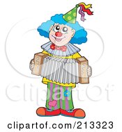 Poster, Art Print Of Happy Clown Playing An Accordion