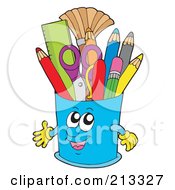 Royalty Free RF Clipart Illustration Of A Happy Pencil Cup by visekart