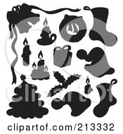 Royalty Free RF Clipart Illustration Of A Digital Collage Of Silhouetted Christmas Items 1 by visekart