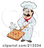 Male Chef Holding A Pizza On A Plate