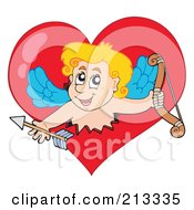 Poster, Art Print Of Blond Eros Cupid Breaking Through A Heart