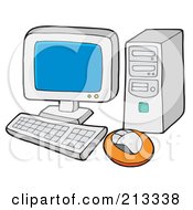 Royalty Free RF Clipart Illustration Of A PC With A Blank Blue Screen