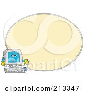 Royalty Free RF Clipart Illustration Of A PC Character With An Oval Cable Border Around Yellow by visekart