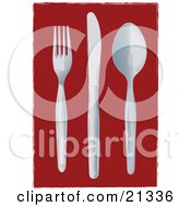 Poster, Art Print Of Fork Knife And Spoon Laid Out On A Table